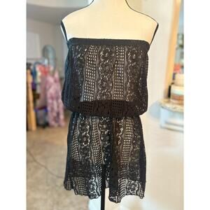 BECCA Women's Black Smocked Waist Cover up Dress Size small 2-6